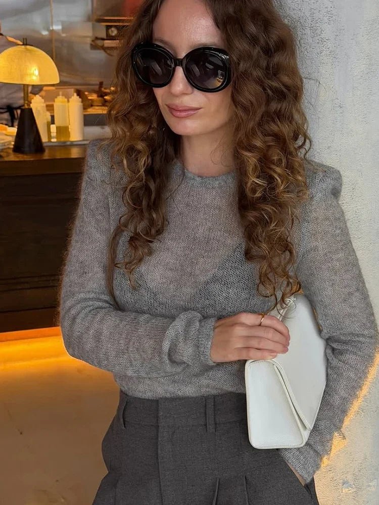 SOERA Maricar Slim Fit Sheer Pullover - Tops - 3256810170403788-;RS1766554850589153714 Grey S