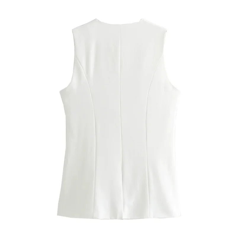 SOERA Priya Button-Up Vest Top - Vest - White XS