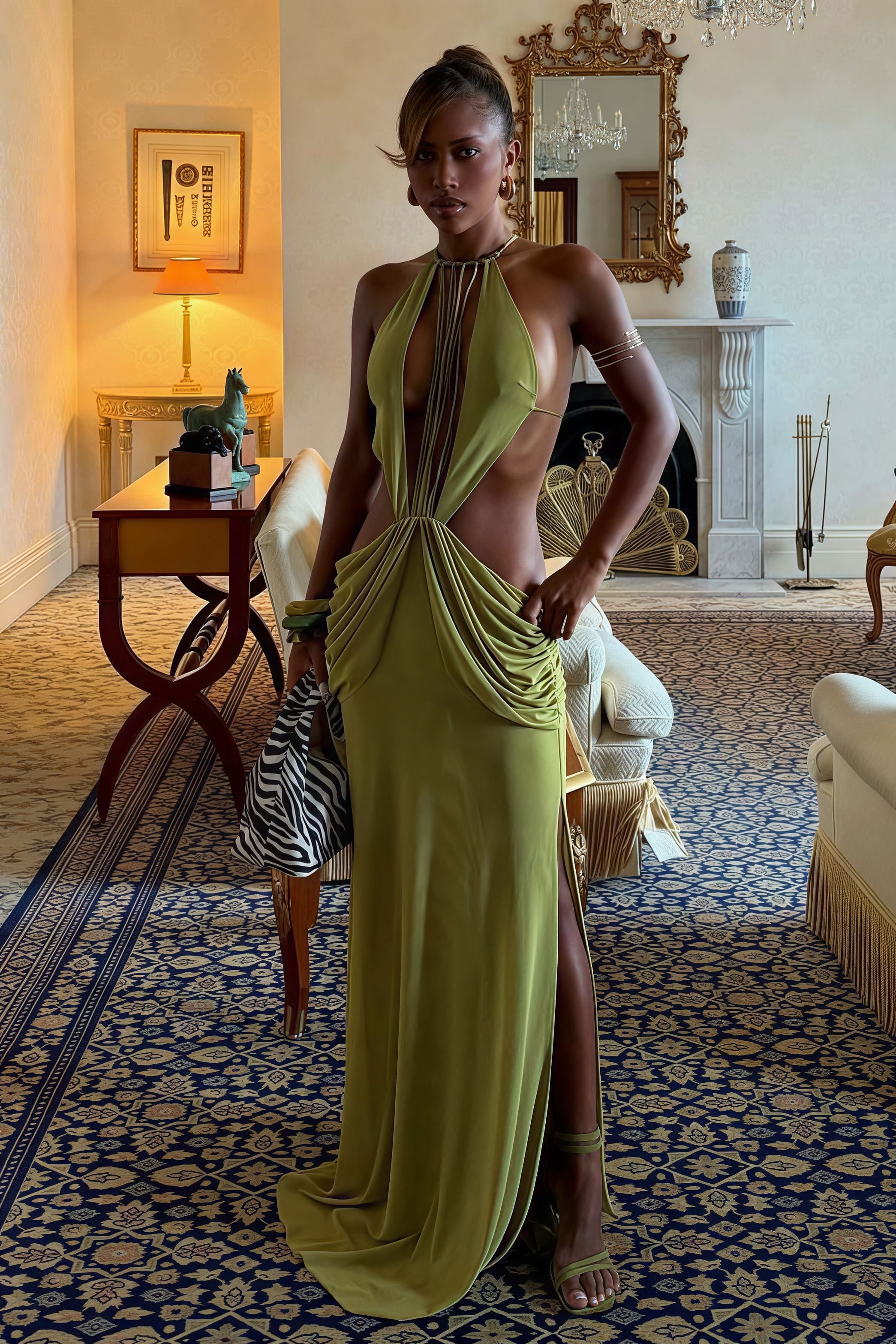 Hillary Beaded Halter Maxi Dress