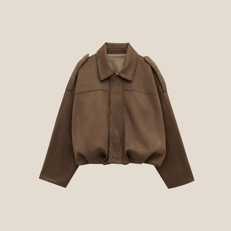 SOERA brown jacket on a neutral background