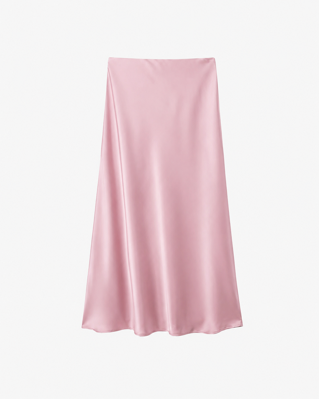 Anais High Waist Black Satin Midi Skirt