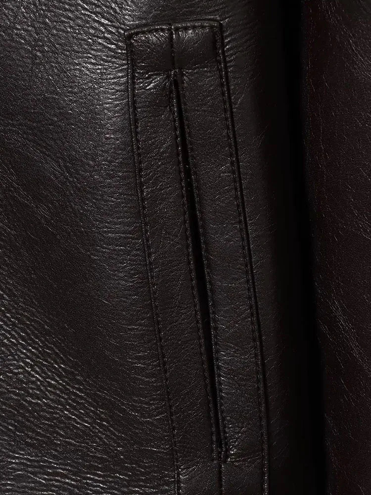 Reversible Plush Faux Leather Jacket for Women - Chic Winter Coats 5