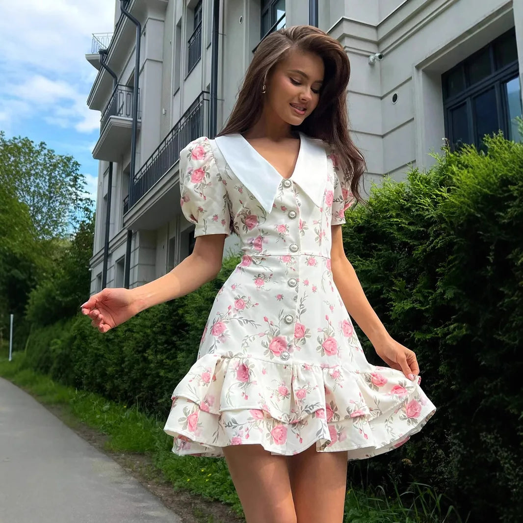 Andromeda Floral Puff Sleeve Mini Dress