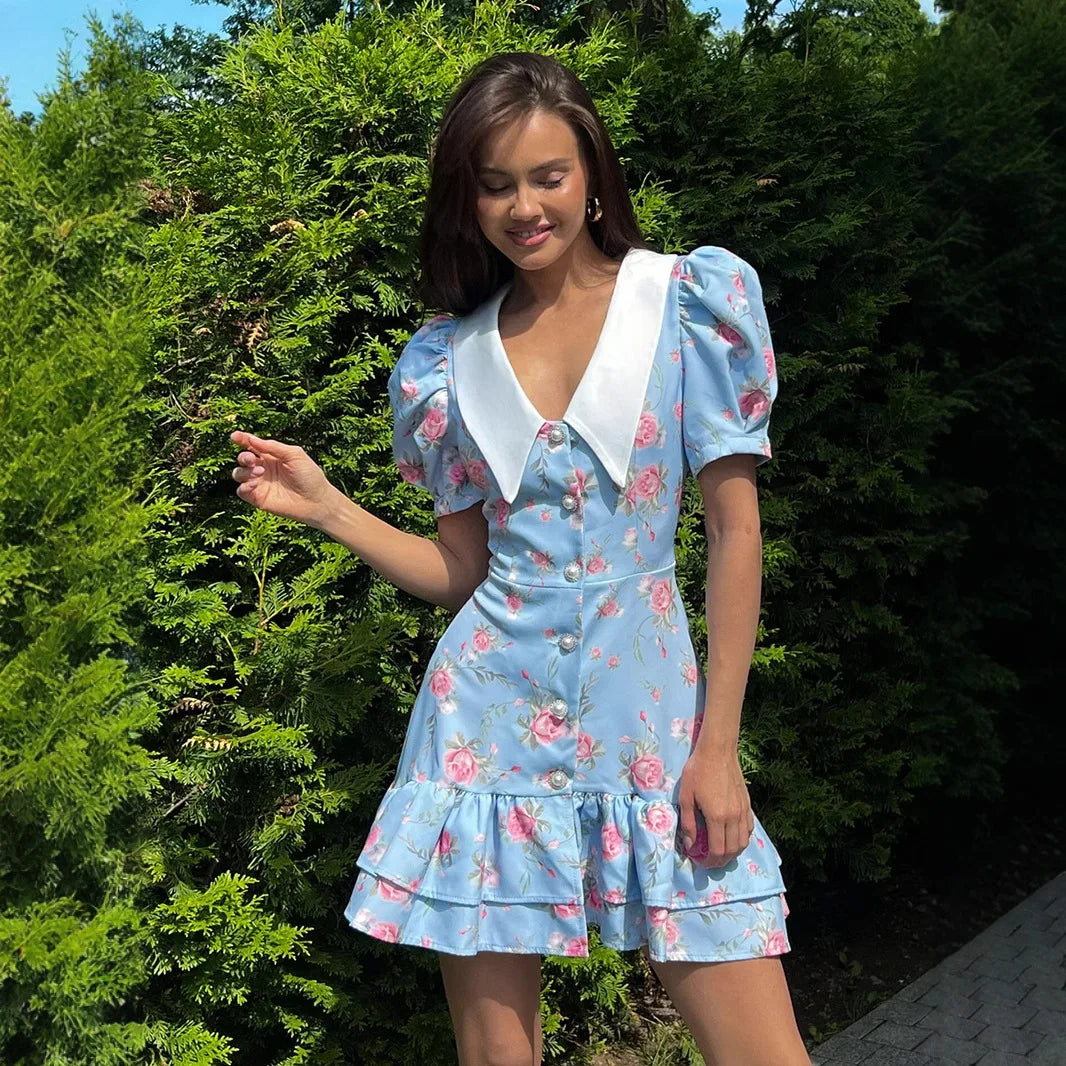 Andromeda Floral Puff Sleeve Mini Dress