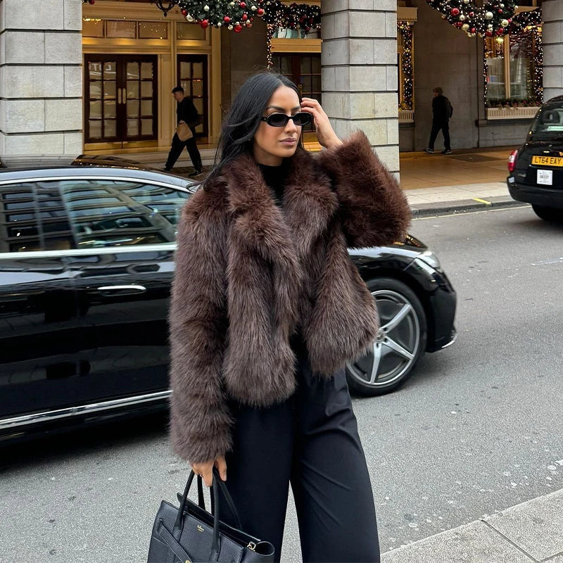 Women's Cozy Faux Fur Coat - Stylish Winter Coat with Turn-Down Collar 6