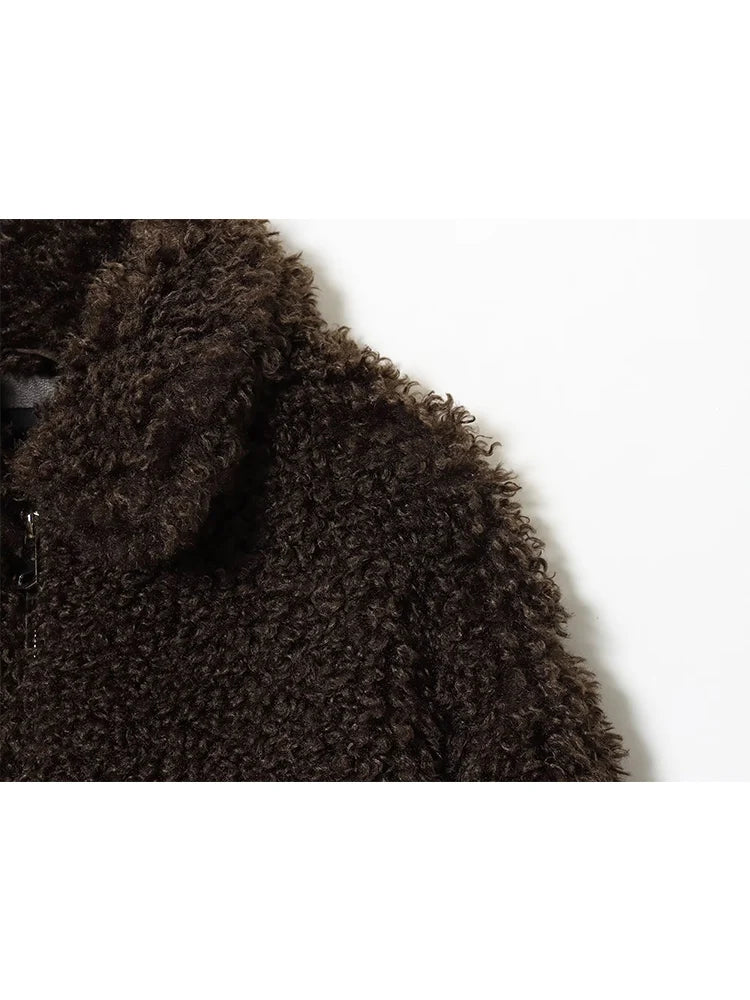 Women's Faux Fur Teddy Jacket - Cozy Zip-Up Winter Coat for Casual Wear 2