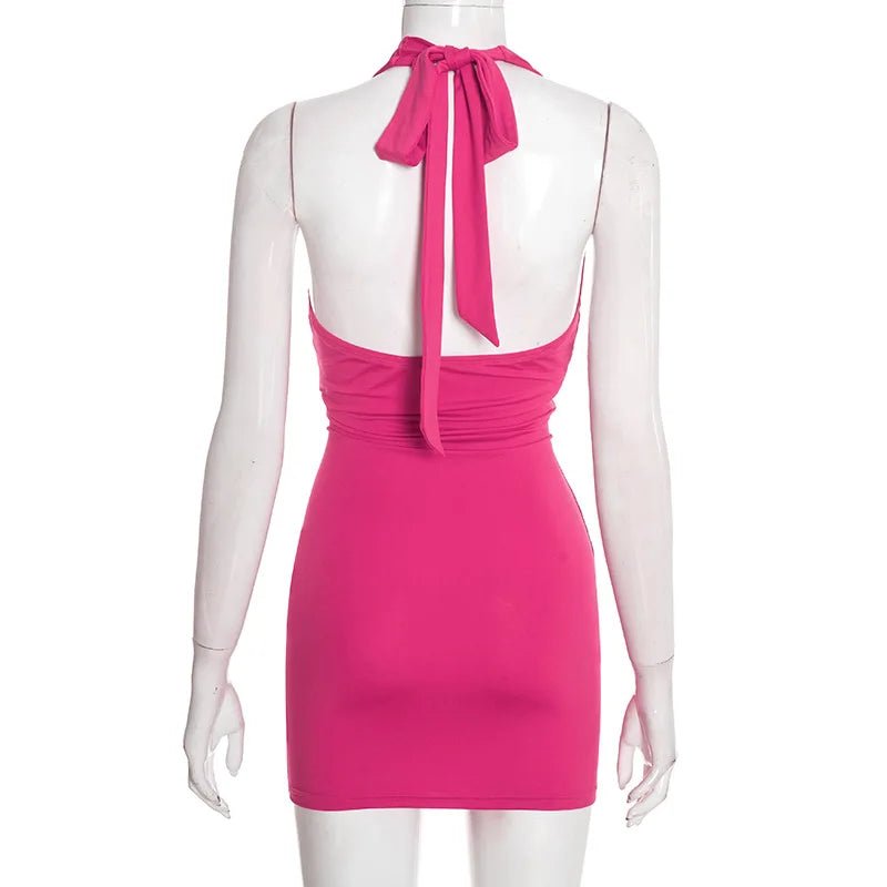 SOERA Elena Ruched Halter Mini Dress - Dress -  Pink S