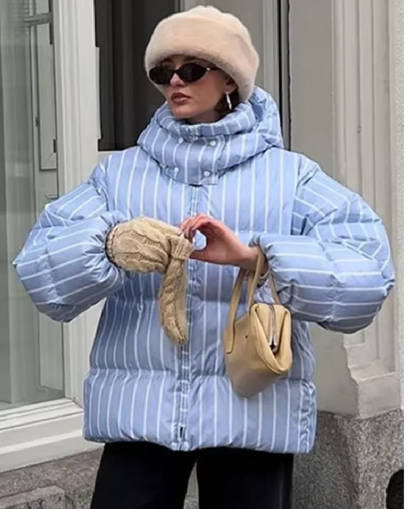 Emma Hooded Stiped Puffer Jacket