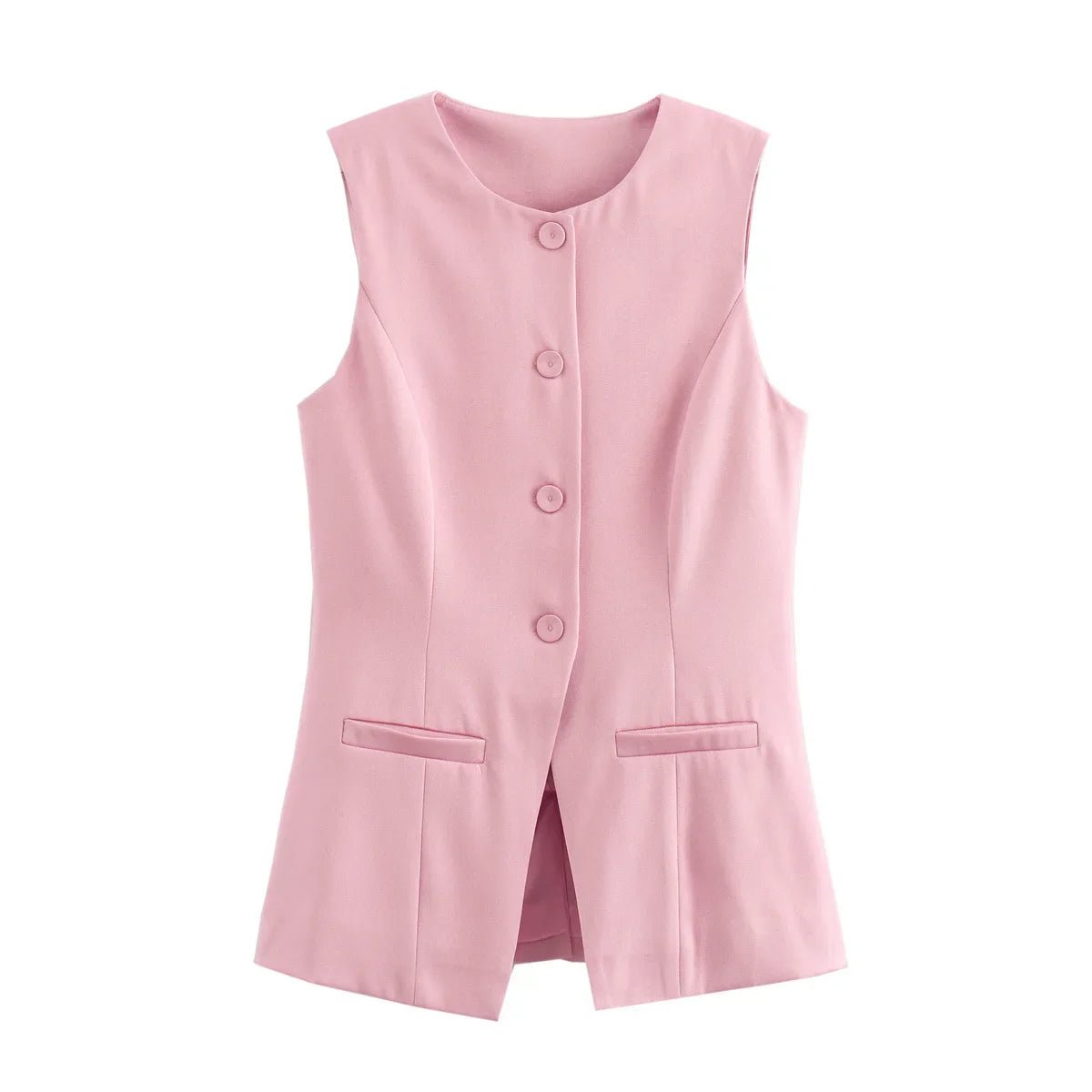 SOERA Priya Button-Up Vest Top - Vest -  Pink XS