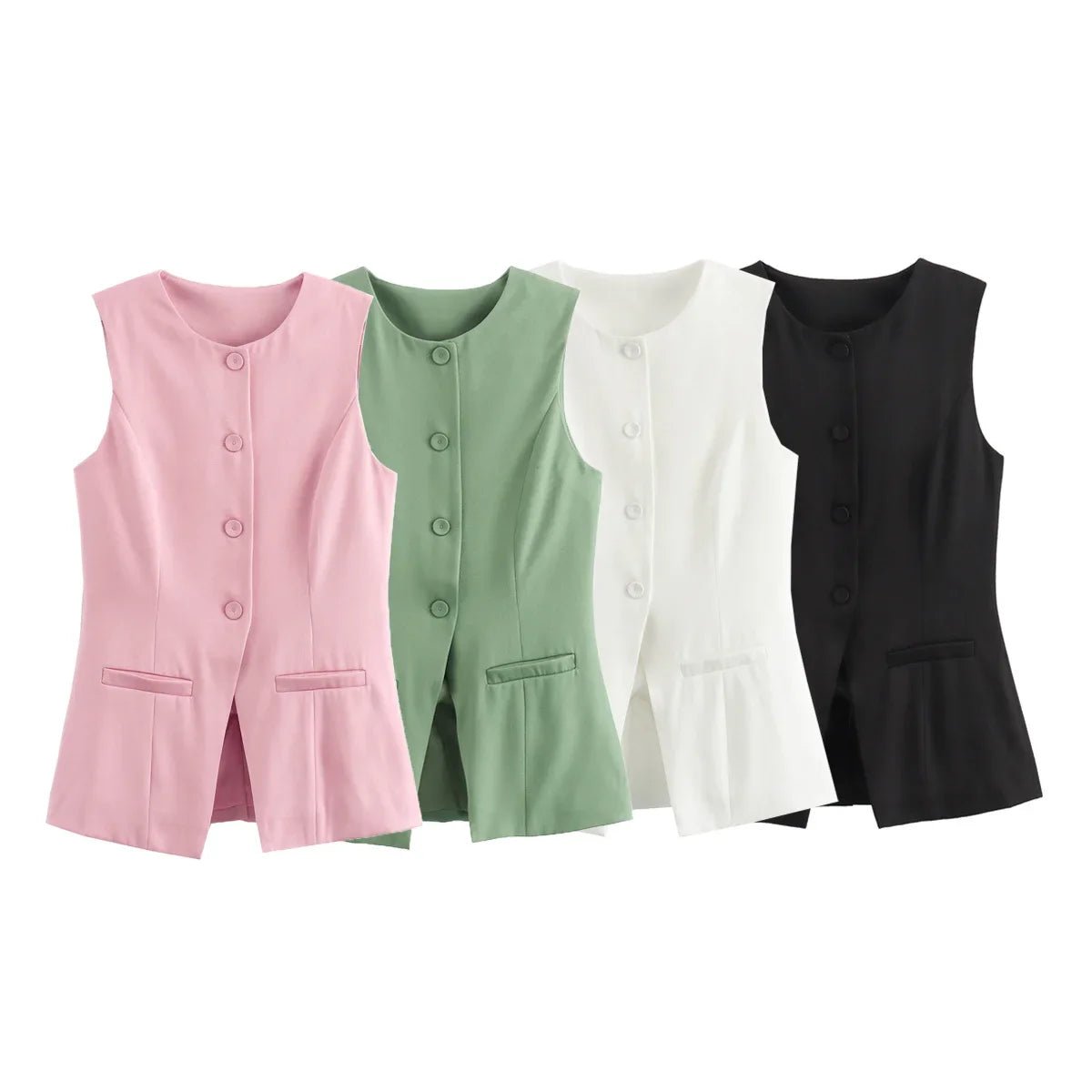 SOERA Priya Button-Up Vest Top - Vest -  Pink XS