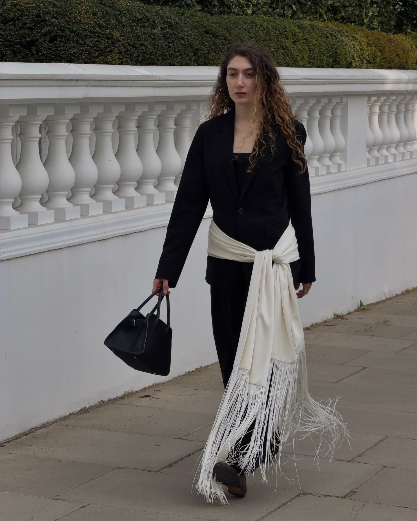 SOERA Isabelle Fringe Tassel Satin Scarf Belt - Accessories - SOERA-231427-WHI-OS-35235 White