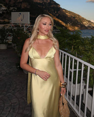 Bianca Satin Maxi Dress with Scarf