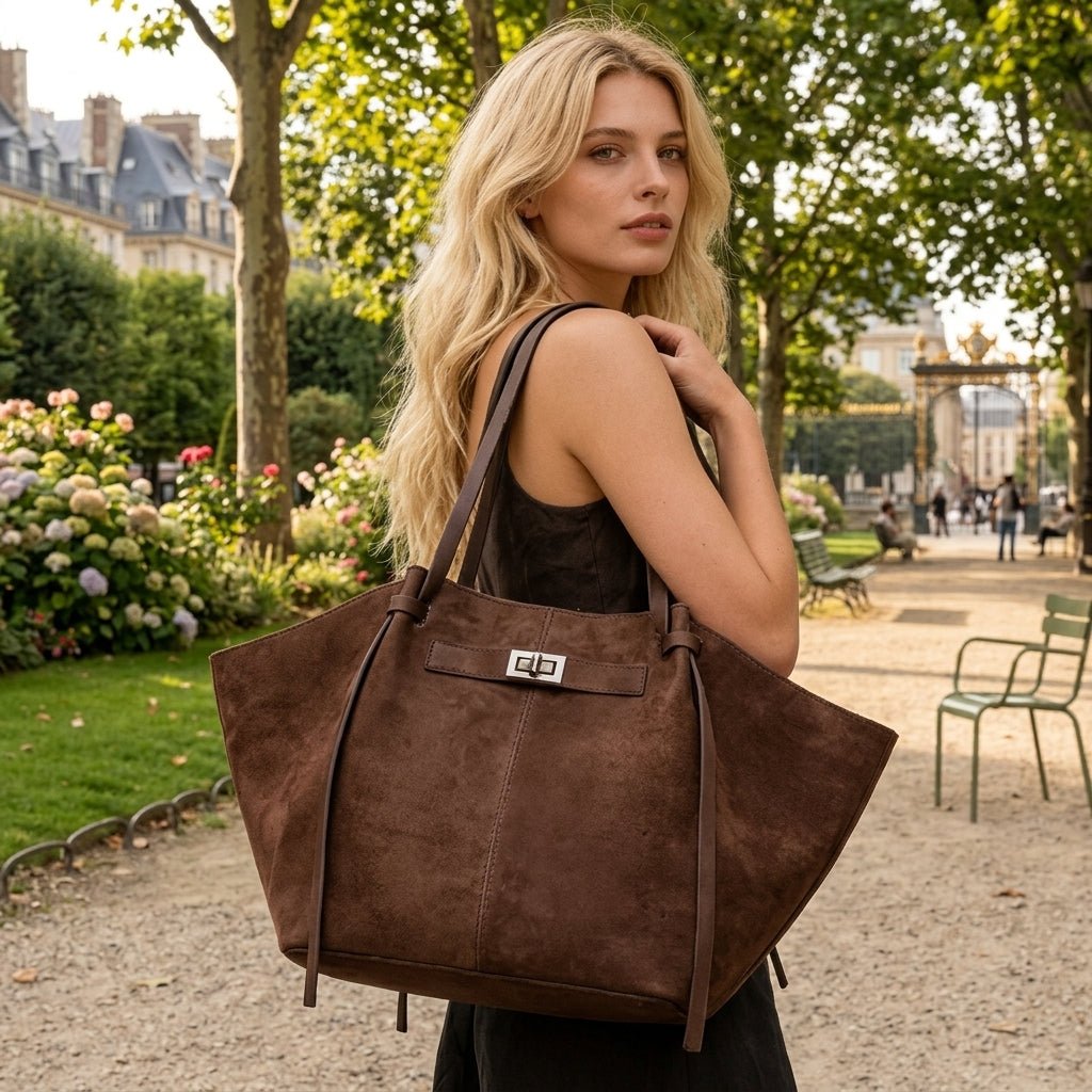 SOERA Dina Bat-Wing Suede Tote Bag - Bag -  Brown