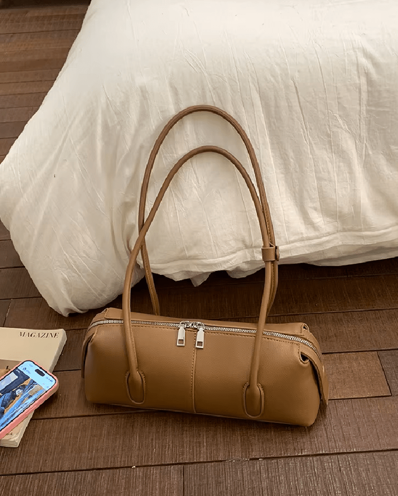 SOERA Julie Cylindrical Leather Shoulder Bag - Bag - SOERA-050115-BRO-OS-00931 Brown