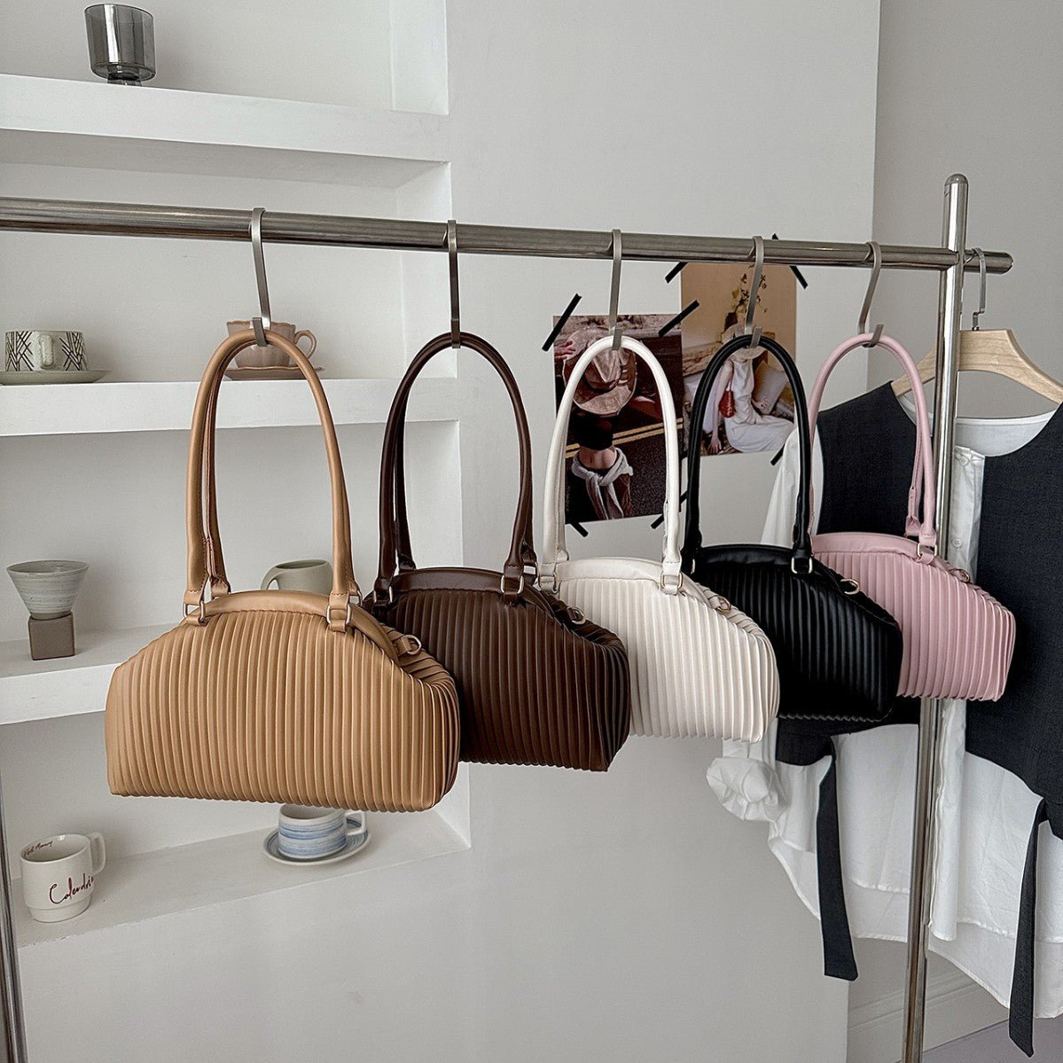 SOERA Mariana Pleated Shoulder Bag - Bag - SOERA-677379-DEF-OS-04615 Coffee