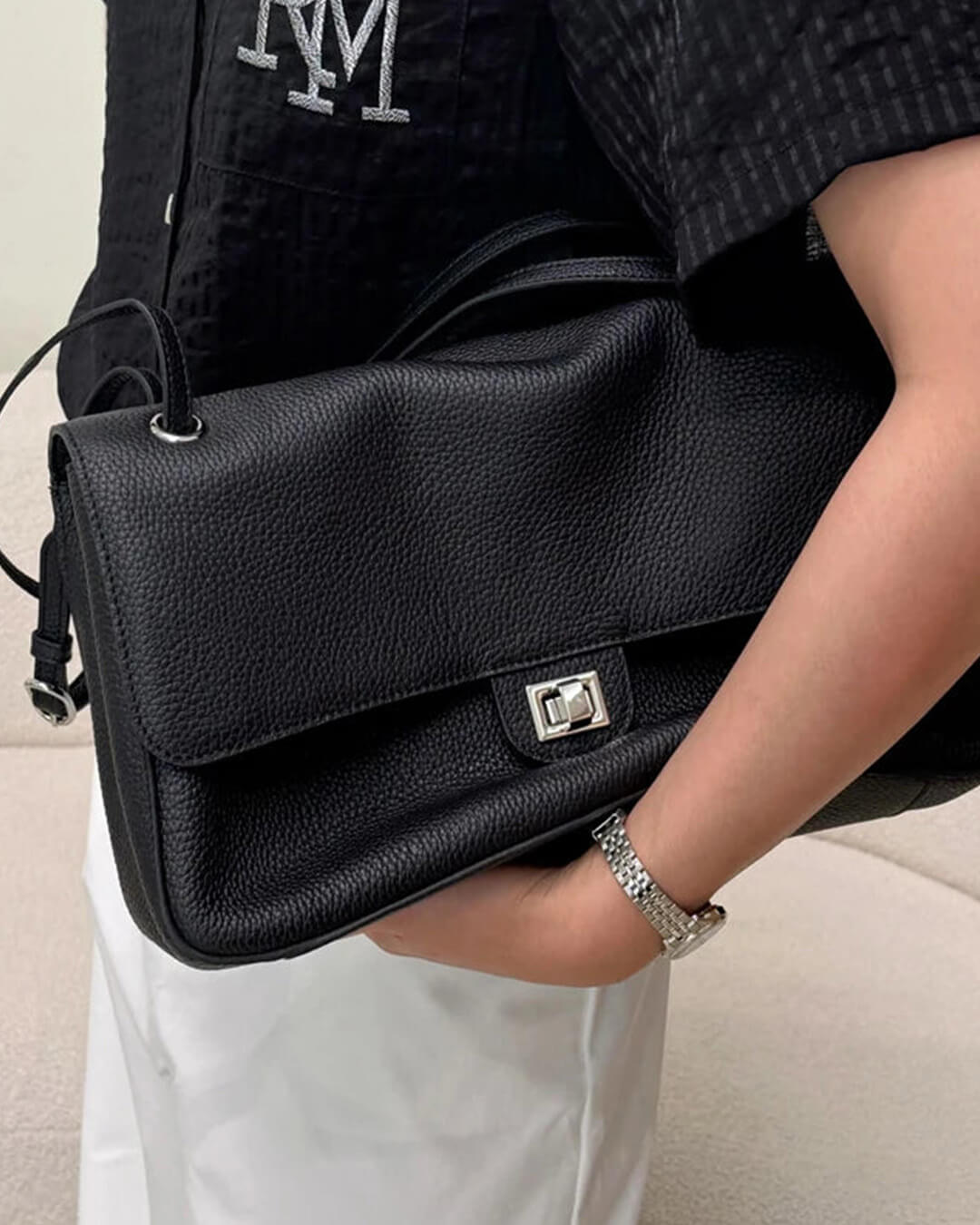 SOERA Miriam Crossbody Leather Shopper Bag - Bag - SOERA-999619-DEF-OS-09700 Small Black