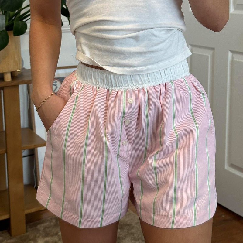 SOERA Liesel Striped Poplin Boxer Shorts - Bottoms -  Pink M