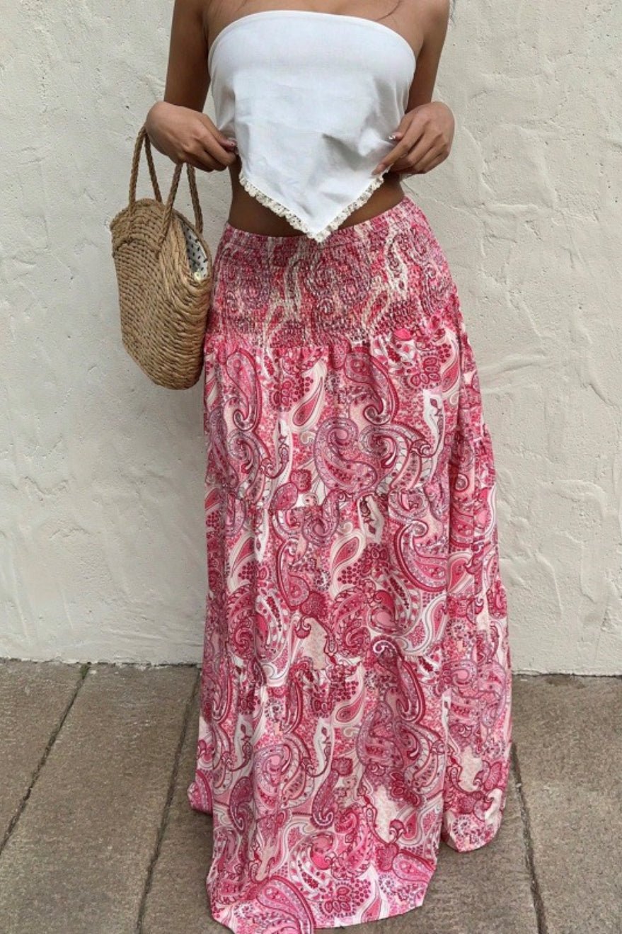 SOERA Riley Elastic Waist Paisley Maxi Skirt - Bottoms - kY1775689992445617515 Pink S