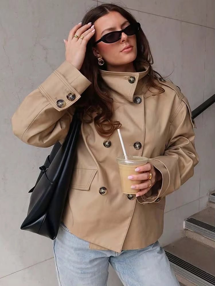 SOERA Sarah Beige Double Breasted Trench Coat - Coat - SOERA-310595-KHA-S-78787 Beige S
