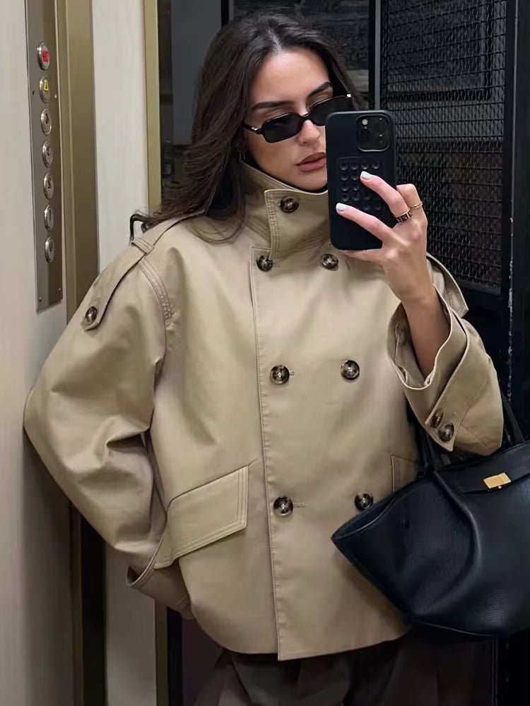SOERA Sarah Beige Double Breasted Trench Coat - Coat - SOERA-310595-KHA-XS-46019 Beige XS