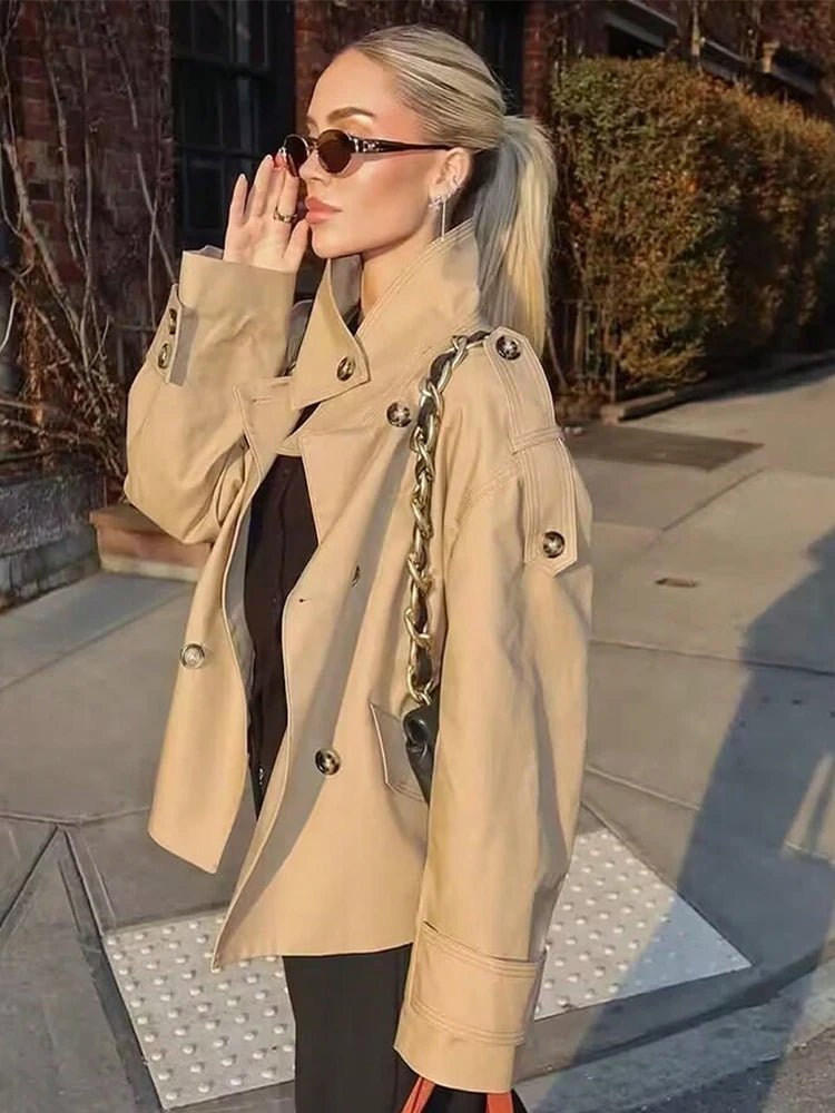 SOERA Sarah Beige Double Breasted Trench Coat - Coat - SOERA-310595-KHA-XS-46019 Beige XS