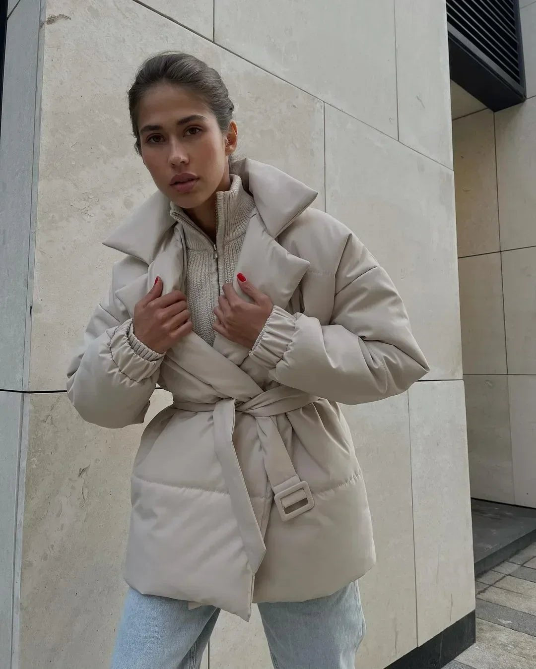 SOERA Jaime Belted Puffer Jacket - Coats & Jackets - 1005007472734778-;Br1766488746263140435 Brown S