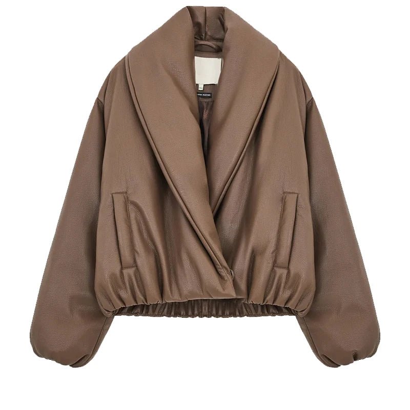 SOERA Lara Lapel Leather Jacket - Coats & Jackets - 3256809702498561-;Uz1767257410833738605 Burgundy M