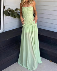 Alice Strapless Floral Lace Maxi Dress
