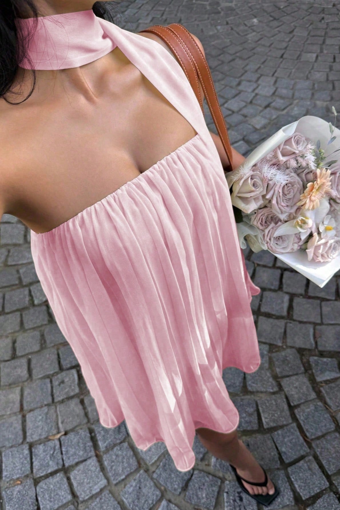 SOERA Aliya Ruched Bandeau Mini Dress - Dress - SOERA-465347-PIN-S-82371 Pink S