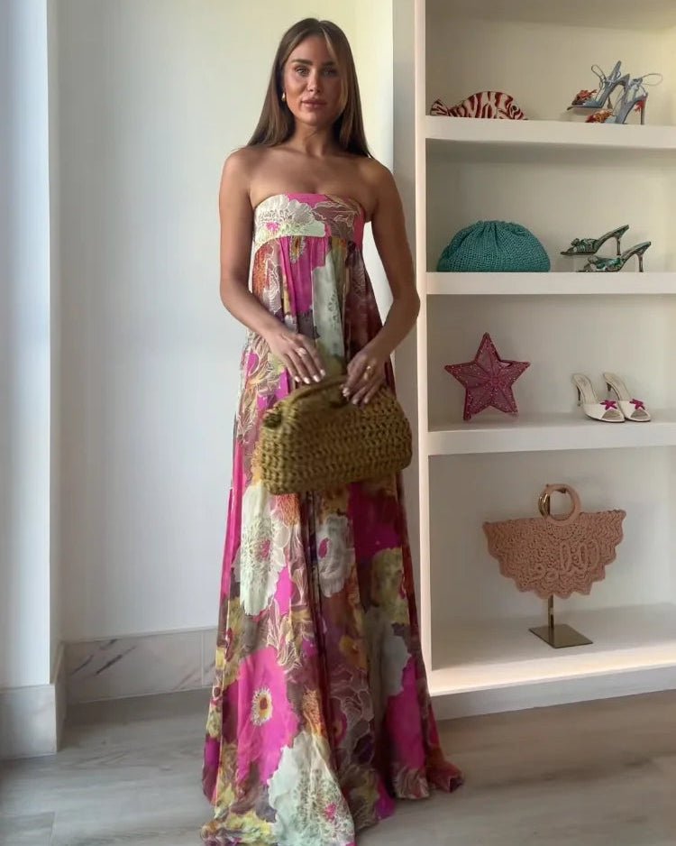 SOERA Amaya Floral Strapless Maxi Dress - Dress - SOERA-352963-MUL-S-39811 Multicolor S