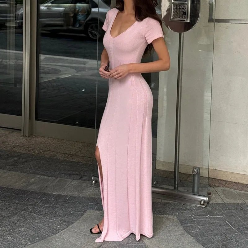 SOERA Bernadette Ribbed Knit Maxi Dress - Dress -  Pink S