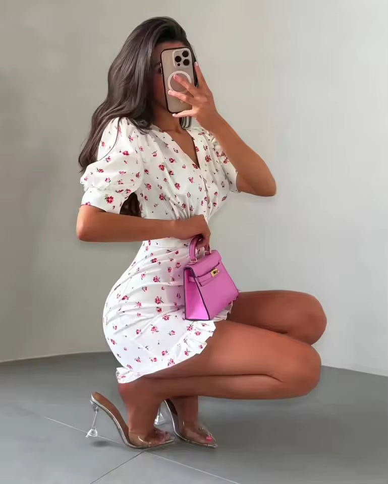 SOERA Bianca Floral Mini Dress - Dress - SOERA-050371-WHI-M-94403 White M