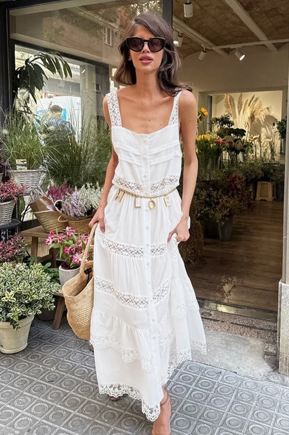 SOERA Celeste Boho Lace Patchwork Ruffle Maxi Dress - Dress -  S