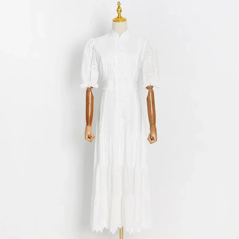 SOERA Isabelle Eyelet Lace Puff Sleeves Midi Dress - Dress - SOERA-364163-DEF-OS-16295 Pink XS