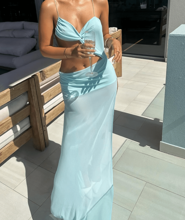SOERA Jovana Twist Cut Out Maxi Dress - Dress -  Blue S