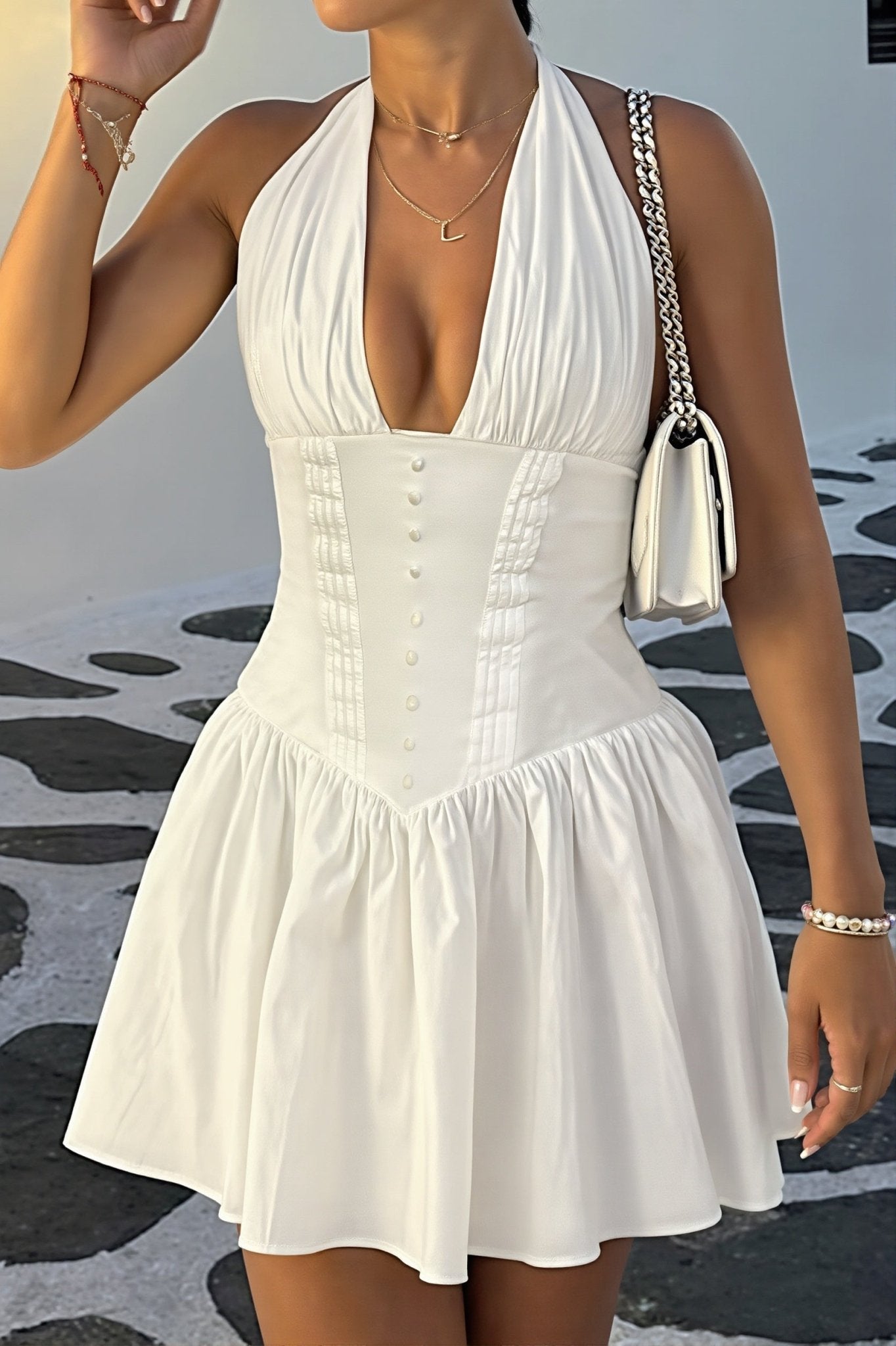 SOERA Kyra Halter Bodycon Mini Dress - Dress - SOERA-001859-WHI-S-77923 White S