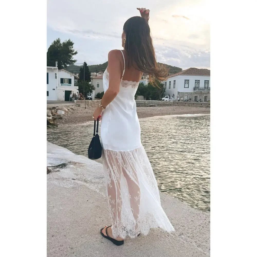 SOERA Margot Satin Lace-Trim Maxi Dress - Dress - SOERA-688451-DEF-OS-84420 White S