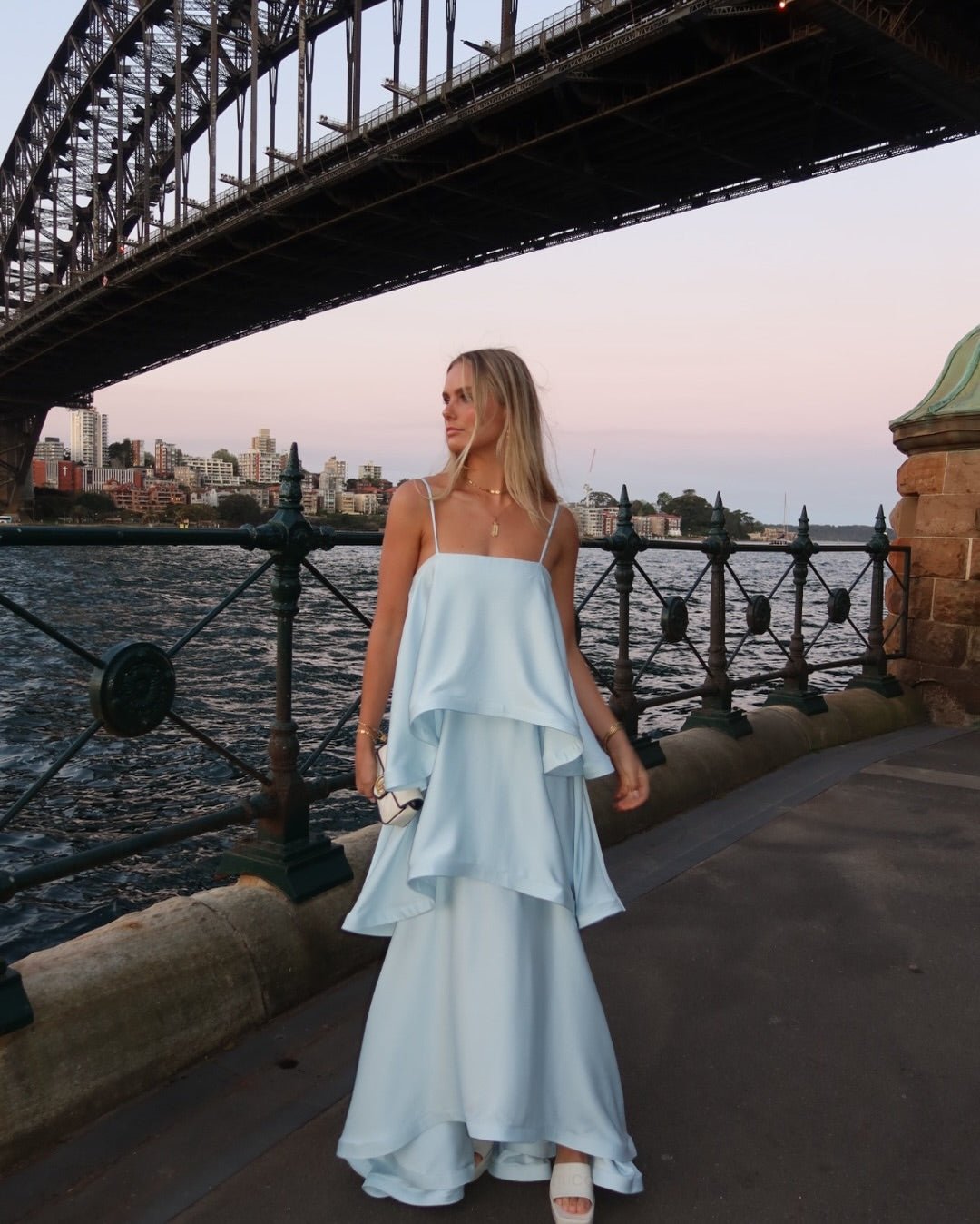 SOERA Margot Tiered Ruffle Satin Maxi Dress - Dress - SOERA-288579-BLU-S-24003 Blue S