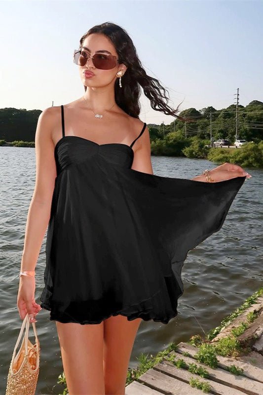 SOERA Mireille Off Shoulder Chiffon Mini Dress - Dress -  Black M