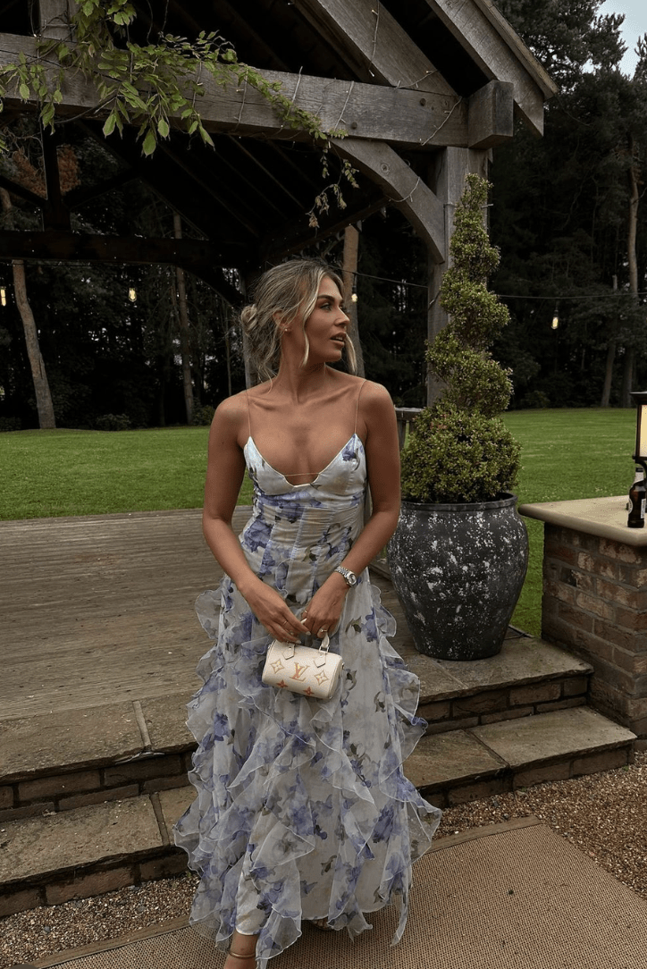 SOERA Shirley Floral Ruffle Maxi Dress - Dress - SOERA-613187-BLU-M-03555 Blue M