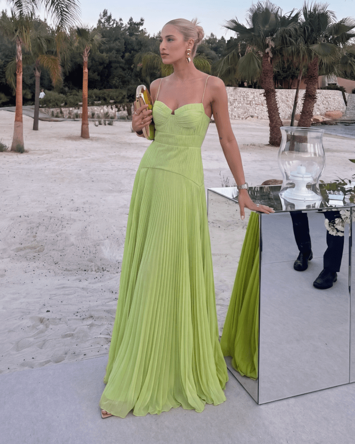 SOERA Sophia Crinkle Chiffon Maxi Dress - Dress - SOERA-516675-GRE-XS-69027 Green XS