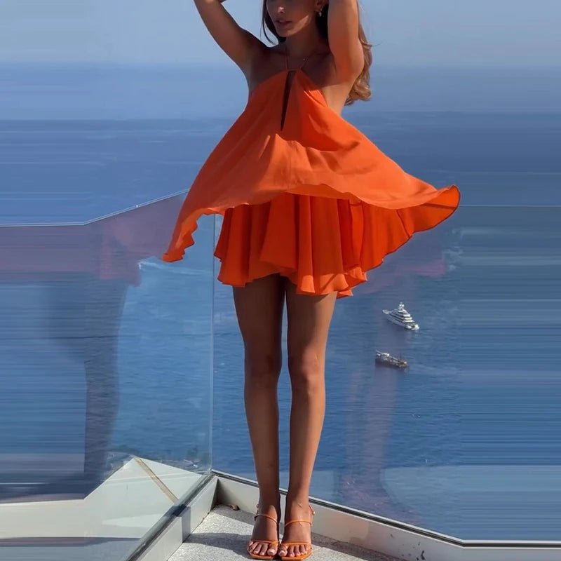 SOERA Sophie Halter Mini Dress - Dress - SOERA-004483-NAR-M-99299 Orange M