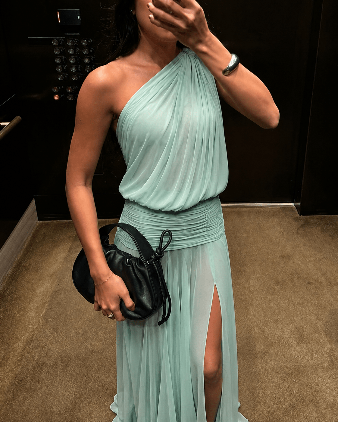 SOERA Sophie One Shoulder Maxi Dress with Slit - Dress - SOERA-107203-DEF-OS-25125 Teal M