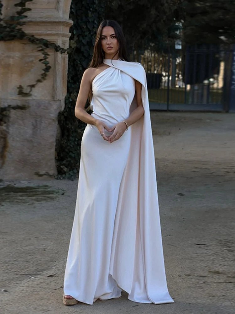 SOERA Yanna Halter Backless Satin Dress - Dress -  White S