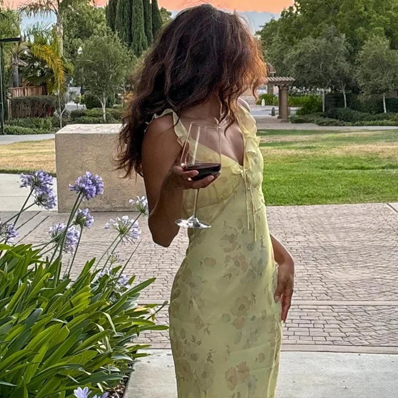 SOERA Ava Floral Plunge Maxi Dress - Dresses -  Yellow XS