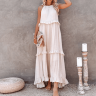 Celeste Ruffle Hem Beach Maxi Dress
