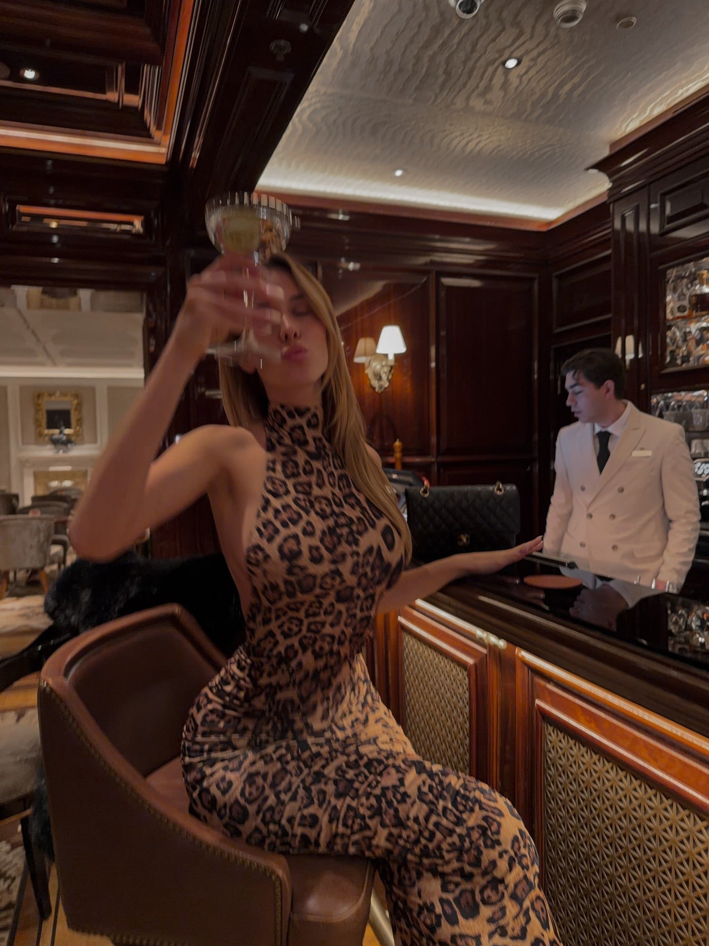 SOERA Genna High - Neck Backless Ruched Leopard Maxi Dress - Dresses -  Leopard M