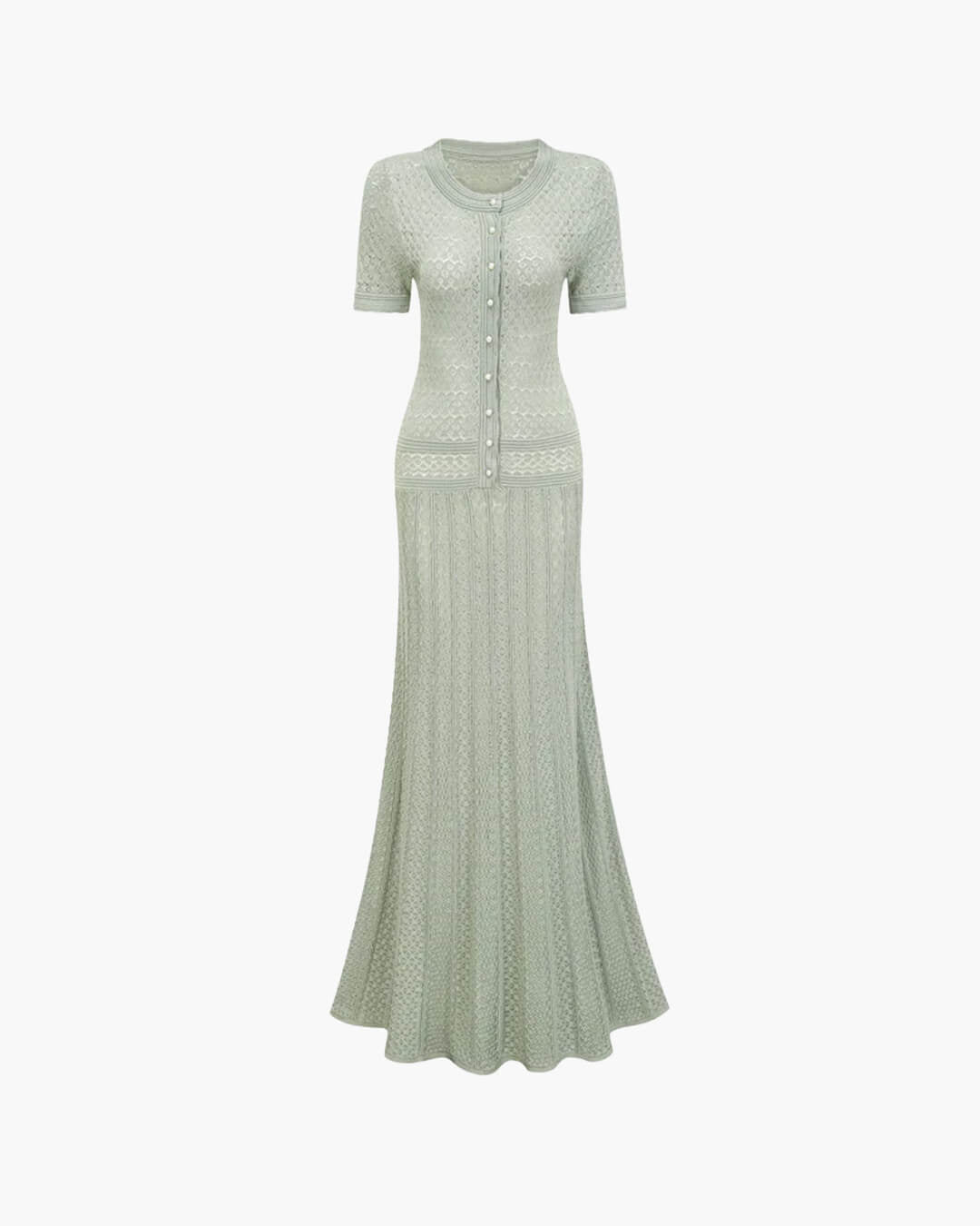 SOERA Jeriza Knitted Half - Button Midi Dress - Dresses -  Mint Green XS
