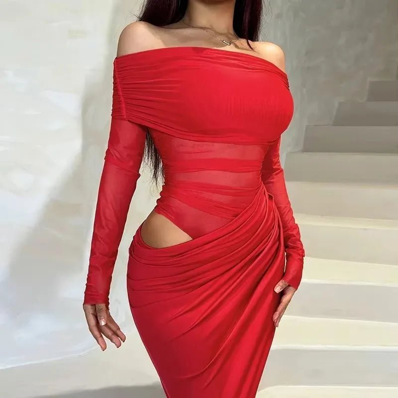 SOERA Lizy Long Sleeve Mesh Maxi Dress - Dresses - 1005008319705746-;Ey1769140532689213610 Green XS