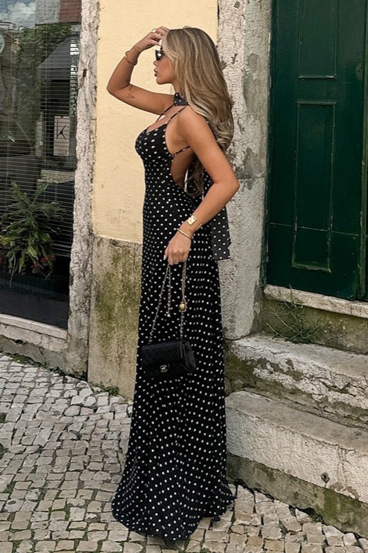 SOERA Madeline Polka Dot Backless Maxi Dress - Dresses - eI1775516058237546775 Black S